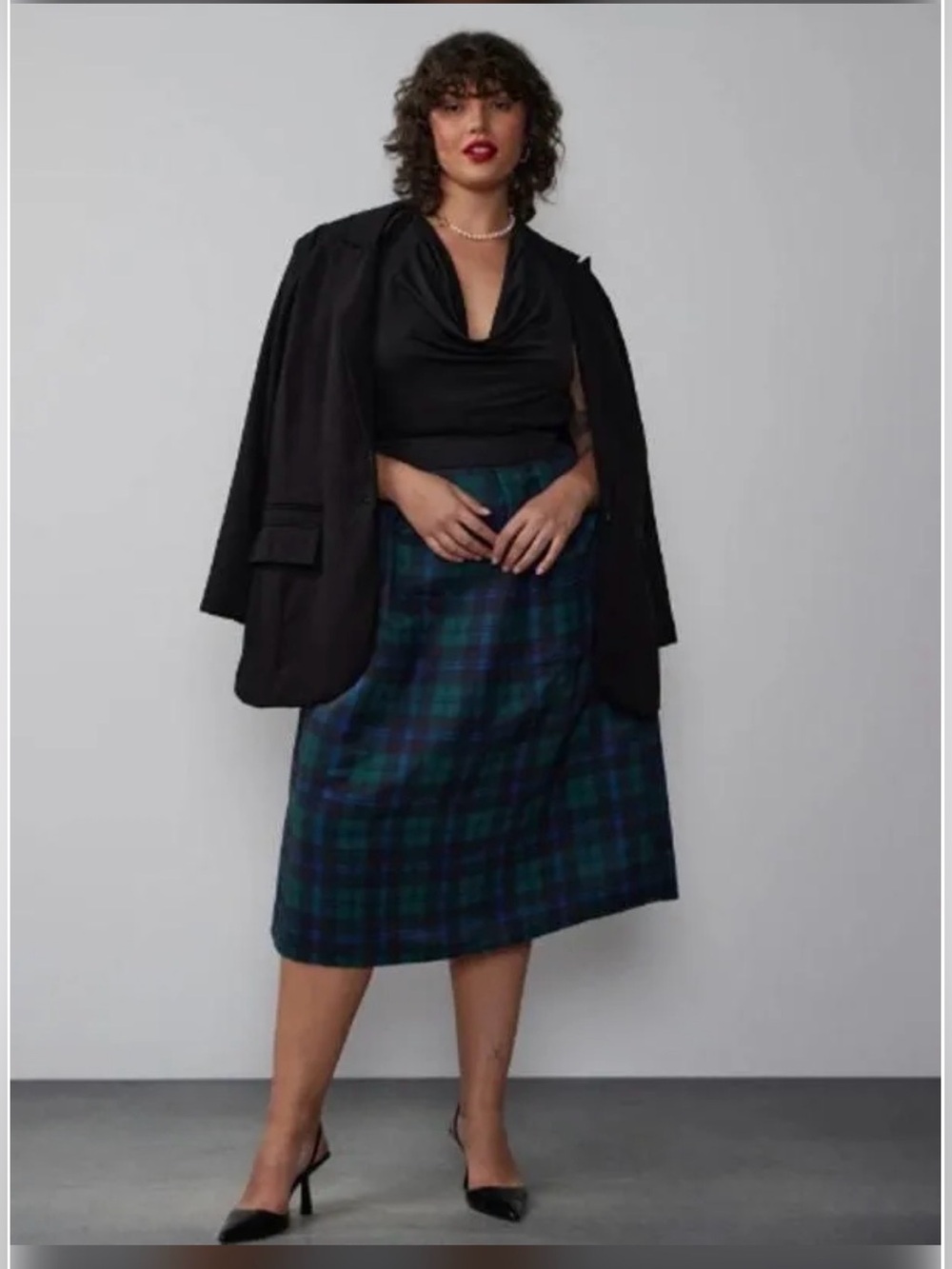 NWT! New York & Company Plaid Pleated Blackwatch Midi Skirt - 2X
